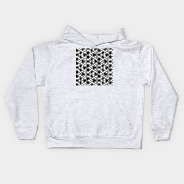 Black And White Geometric Kids Hoodie by justrachna